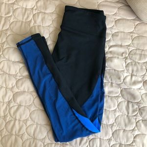 Fabletics Blue and Black Mesh 7/8 Leggings